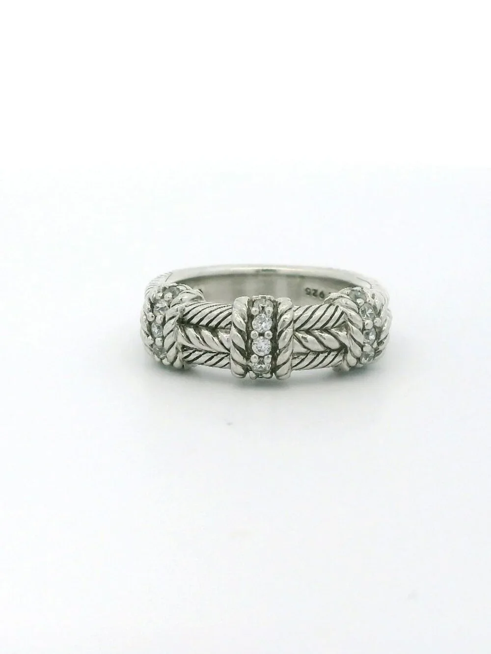 Judith Ripka Sterling Silver CZ Band Ring - Size 9